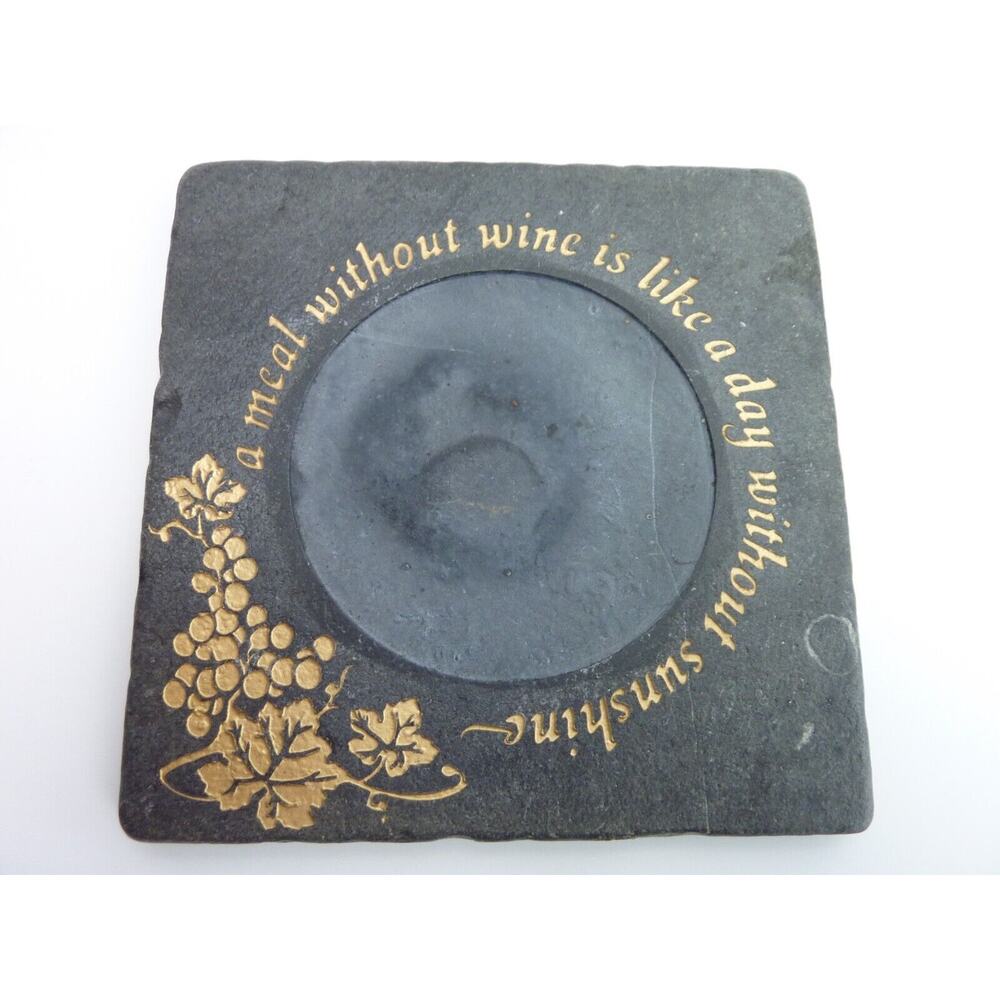 Vintage Stone Wine Bottle Coaster Holder Heavy Coaster Rustic Kitchen Barware
